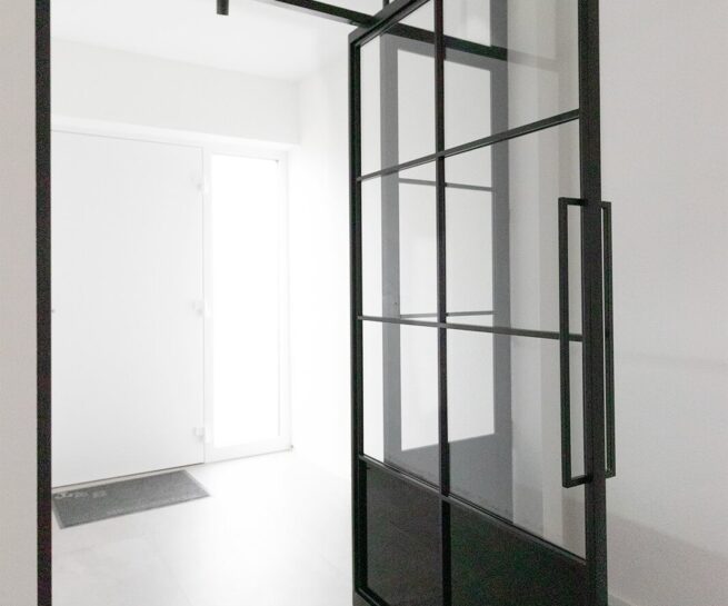 Stahl Meister Stahlmeister Stahl Loft Tuer Pivot Schwingtuer Raumtrenner Windfang Glastrennwand Steel Loft Door Glastuer Img 4092