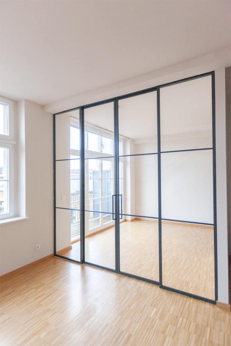 Stahl Meister Stahlmeister Stahl Loft Tuer Schiebetuer Doppelschiebeetuer Windfang Raumtrenner Glastrennwand Loft Steeldoor Industrial Door Glastuer Bauhaustuer Img 9545