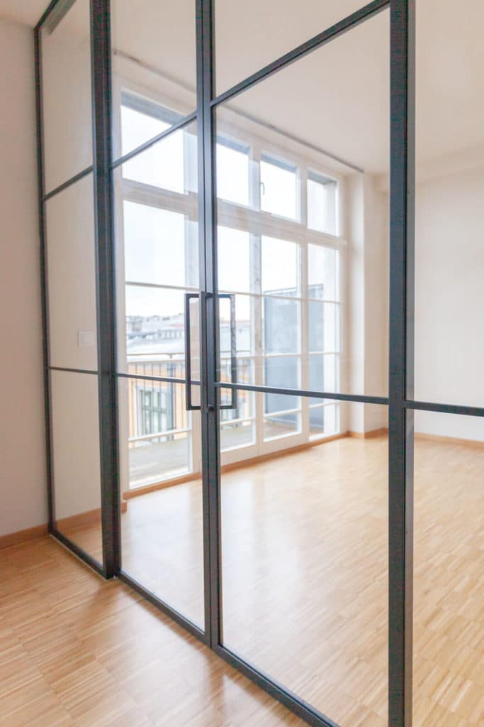 Stahl Meister Stahlmeister Stahl Loft Tuer Schiebetuer Doppelschiebeetuer Windfang Raumtrenner Glastrennwand Loft Steeldoor Industrial Door Glastuer Bauhaustuer Img 9554