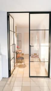 Stahl-Meister.de - Stahl Loft Tür, Doppeltür, Drehtür, Windfang, Designtür, Stahlrahmen, Lofttür, schwarzer Türrahmen, Metalltür, Lofttür