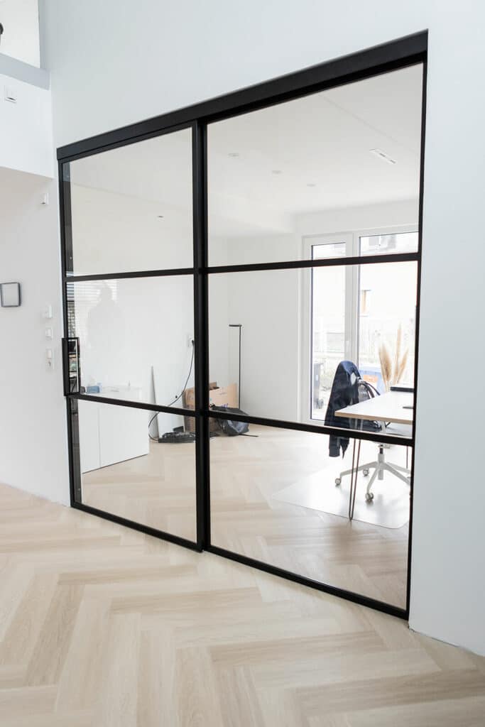 Stahl Meister Schiebetuer Stahl Loft Tuer Glastuer Stahlrahmen Schwarz Lofttuer Metall Raumtrenner Windfang Glastrennwand, Metallbau und Lofttüren aus Dessau