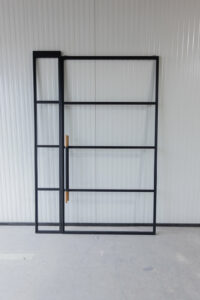 Stahl Meister Stahlmeister Schiebetuer Stahl Loft Tuer Glastuer Stahlrahmen Schwarz Lofttuer Metall Raumtrenner Windfang Glastrennwand Holz Rundstange Griff Eiche 826a0397