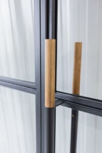 Stahl Meister Stahlmeister Schiebetuer Stahl Loft Tuer Glastuer Stahlrahmen Schwarz Lofttuer Metall Raumtrenner Windfang Glastrennwand Holz Rundstange Griff Eiche 826a0411