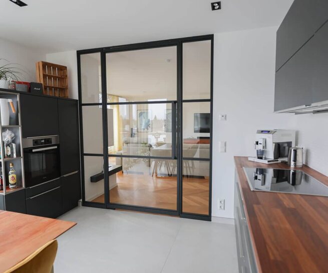 Stahl Meister Stahlmeister Stahl Loft Tuer Stahlrahmen Metall Glas Glastrennwand Windfang, Lofttür, Loft Türen, Loft Designtuer Bauhaus Schwarz Loftdoor