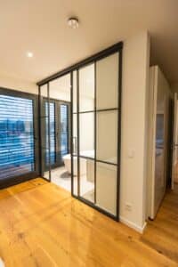 Stahl Meister, Stahl Loft Tür, Schiebetür, Glastrennwand, Designtür, Metallrahmen