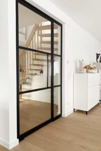 Stahlmeister Stahl Loft Tür, Stahltür, Lofttür, Glastür, Windfang, Glastrennwand für Büro und Wohnzimmer, Designtür, Schwingtür, Pivottür, Küchentür, Flur