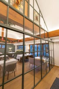 Stahl Meister, Stahlmeister Stahl Loft Tür, Windfang, Restaurant, Raumteiler, Lofttür, Designtür, Raumtrenner, Glastrennwand