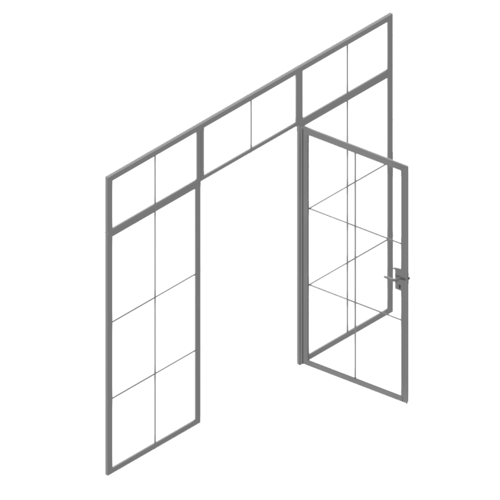 Design Tür, Konstruktion, Drehtür Loftür, Stahlrahmen