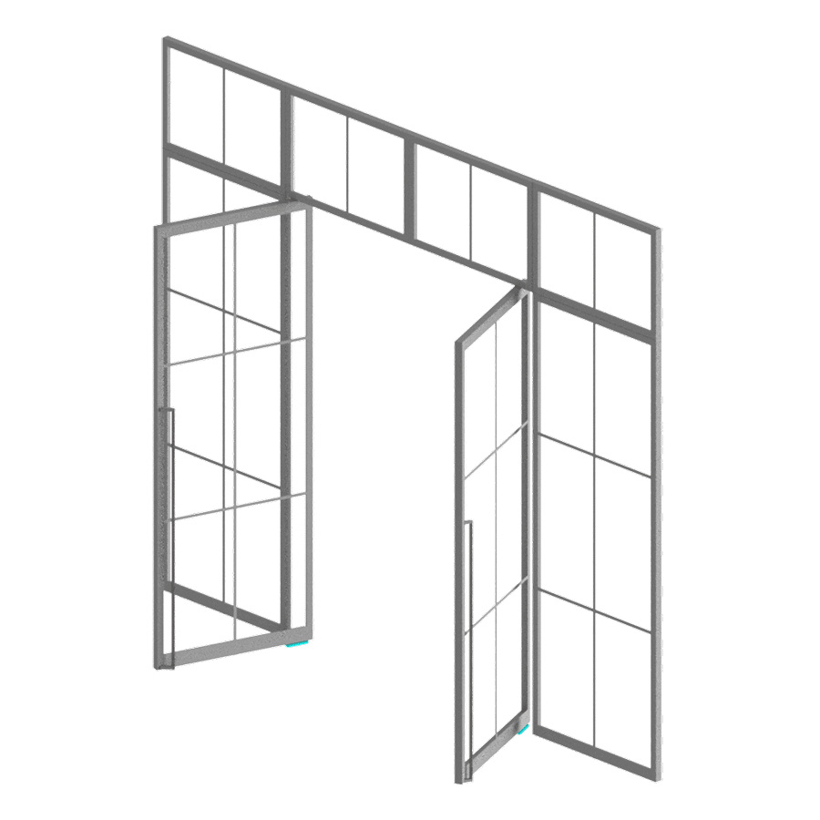 Stahlmeister, Stahl Meister, Doppeltür mit Pivot, Oberlicht, Designtür, Stahltür