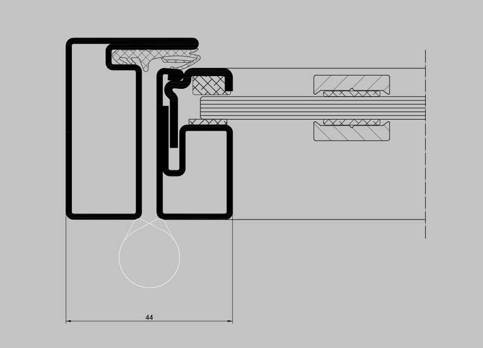 Stahl-Meister Furmaniak Slim Line Lofttür Profilaufbau und Konstruktion Drehtür mit Türzarge und umlaufender Türdichtung und Glasaufbau Drehtür
