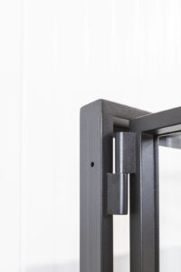 Stahl-Meister Slim Line Loft Tür, Drehtür, Einzeltür, Lofttür mit schwarzem Rahmen, Klarglas, Feinstruktur Pulverbeschichtung, einfache Drehtür Scharniere - Vergleich der Scharniere